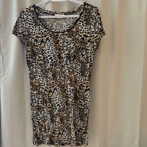 Leopard Print Short Sleeve Sleep Dress